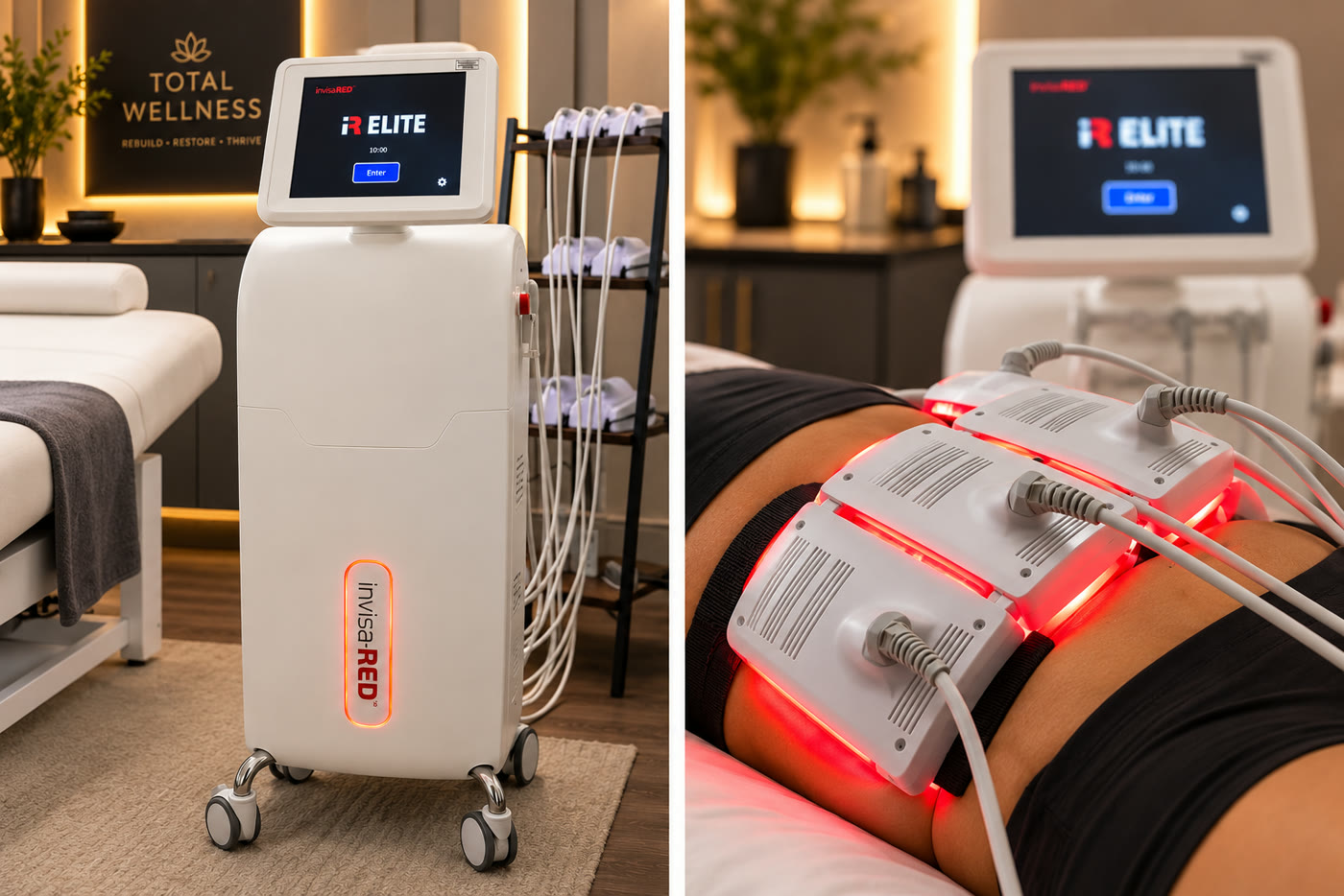 InvisaRED Elite device and a red-light body contouring session at Total Wellness Chiropractic Center in Bowie, MD